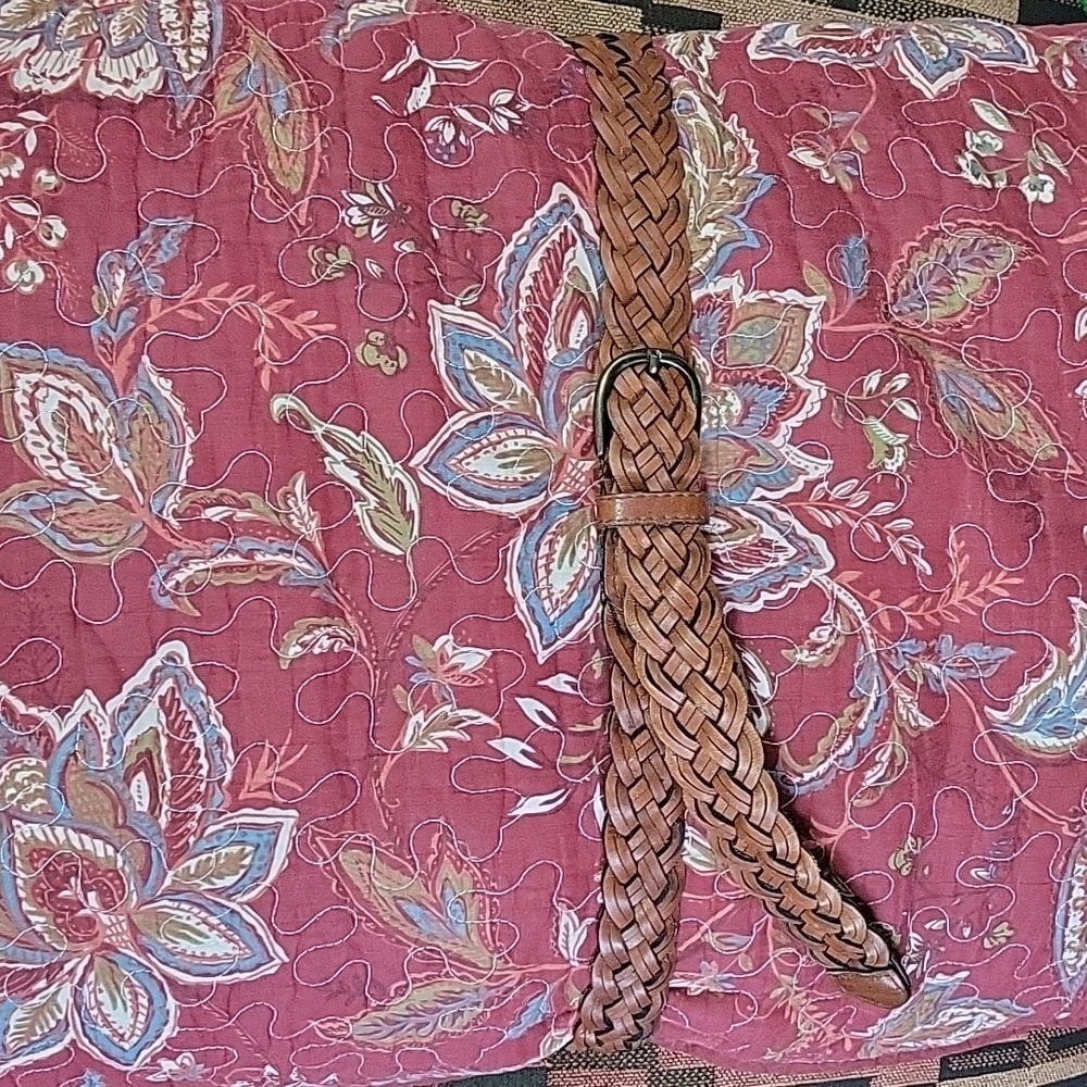 NWOT- Woven/Braided Leather Belt w/Brass Buckle